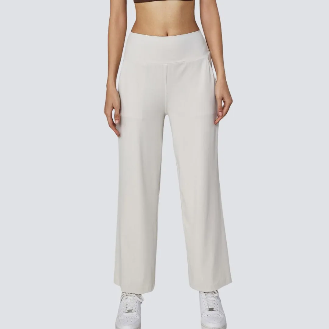 Wide Legged Yoga Pants - Ivory White