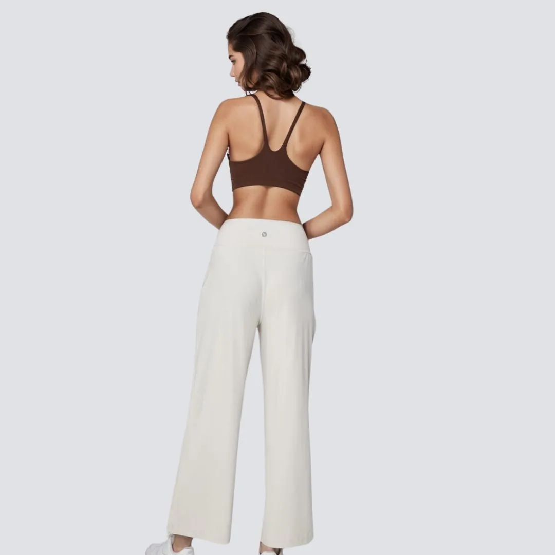 Wide Legged Yoga Pants - Ivory White