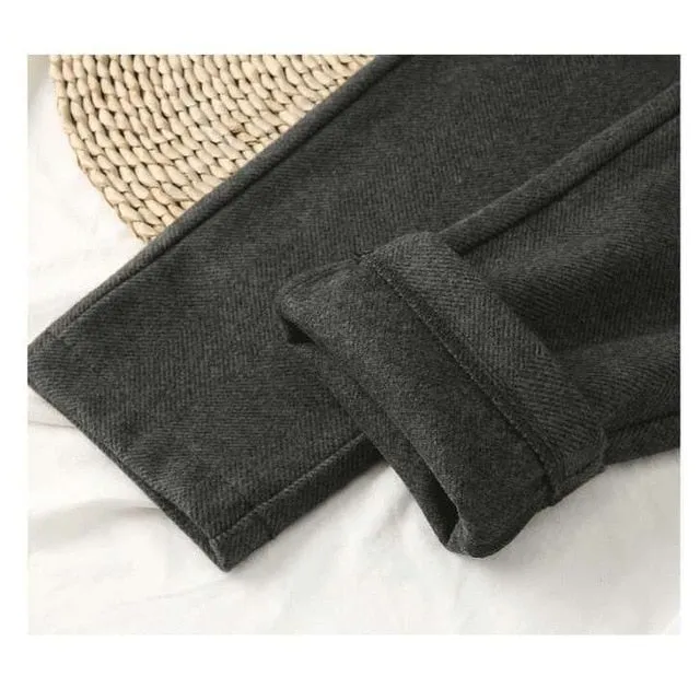 Woolen High Waisted Casual Suit Pants