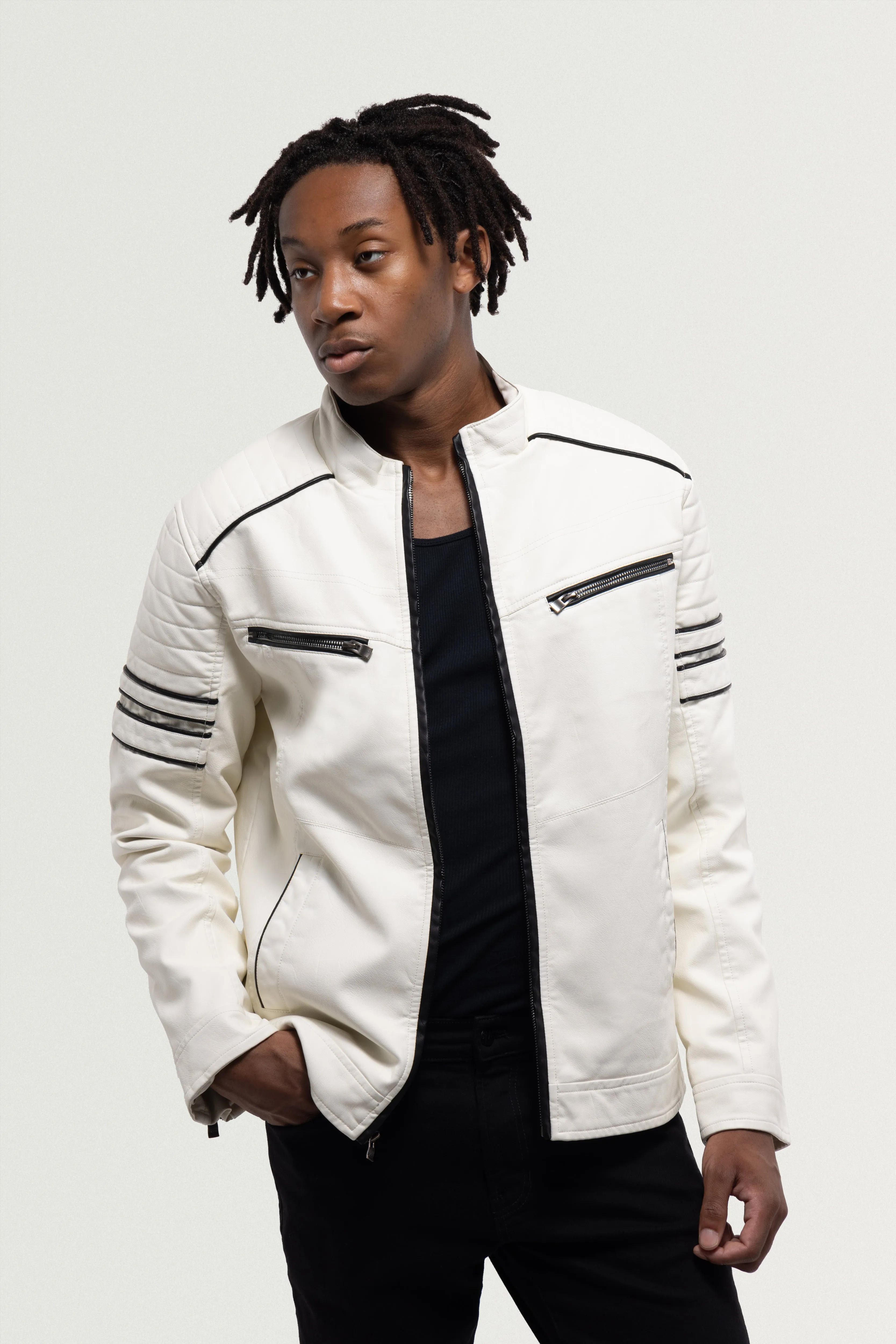 X RAY Men's PU Jacket With Faux Shearling Lining