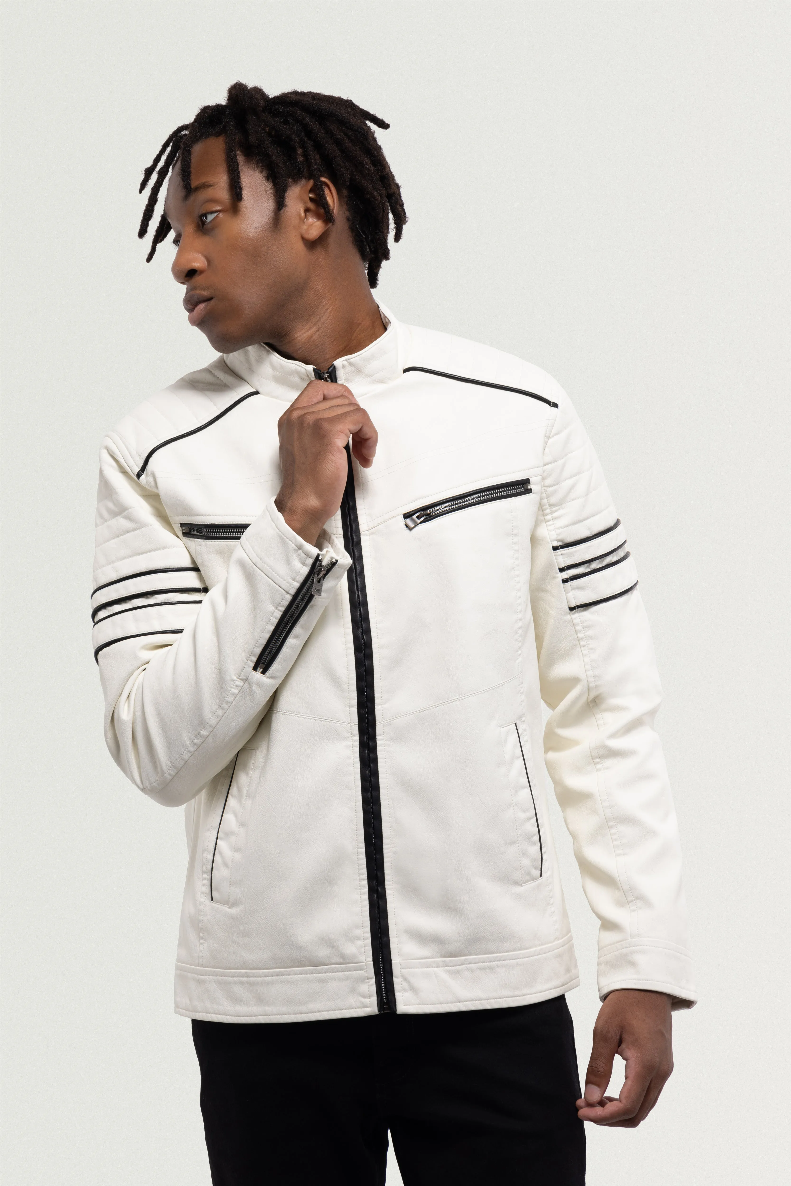 X RAY Men's PU Jacket With Faux Shearling Lining