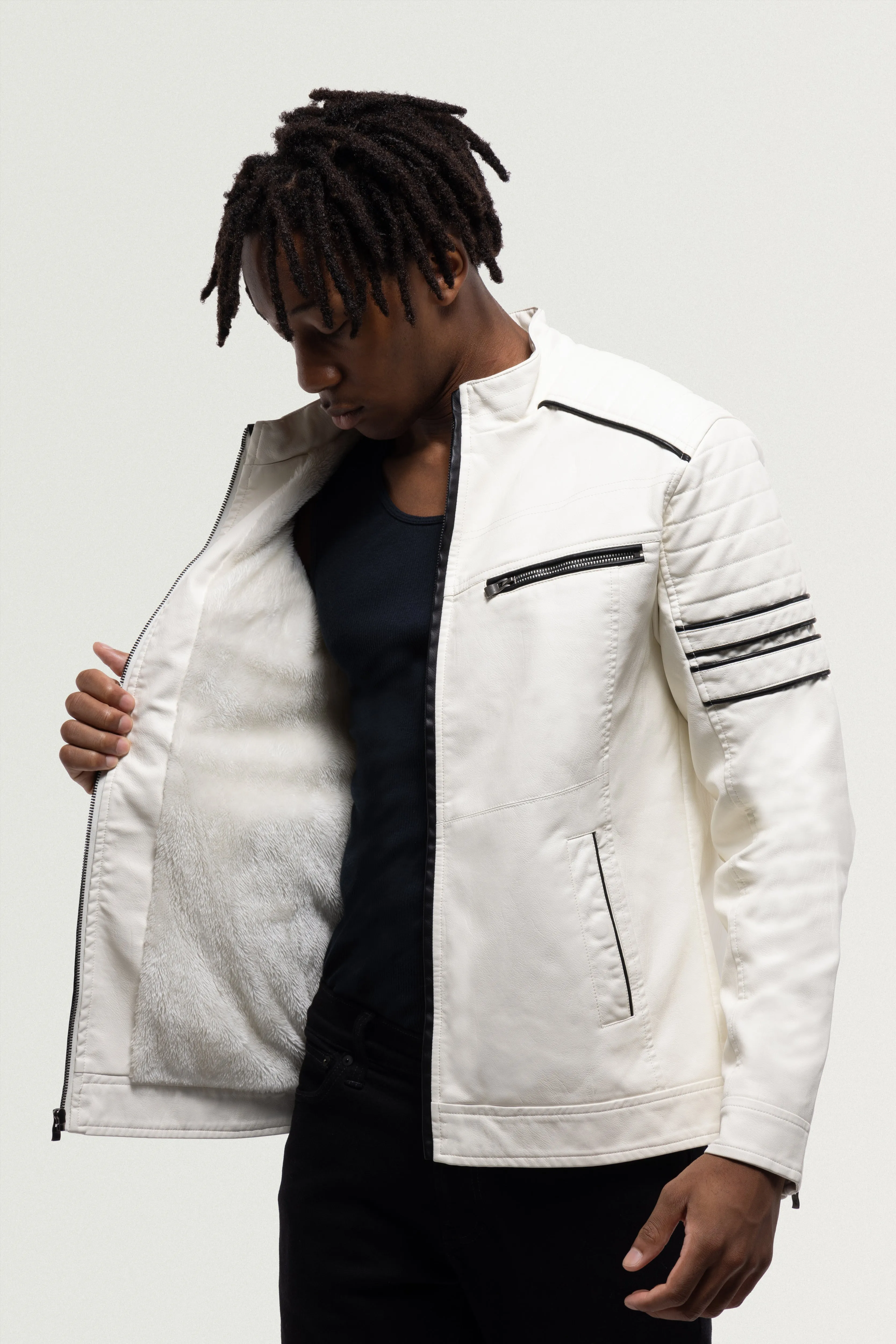 X RAY Men's PU Jacket With Faux Shearling Lining