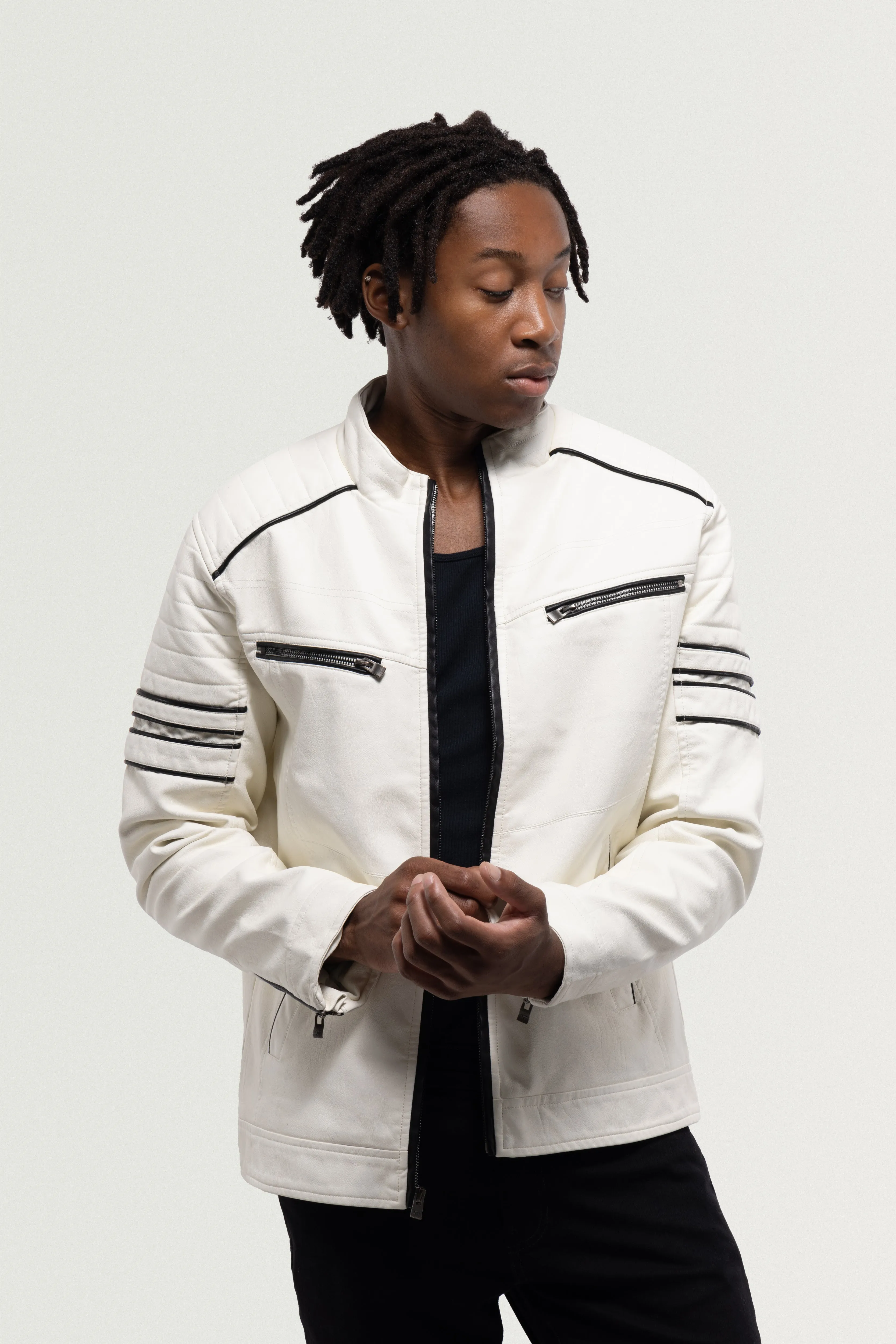 X RAY Men's PU Jacket With Faux Shearling Lining