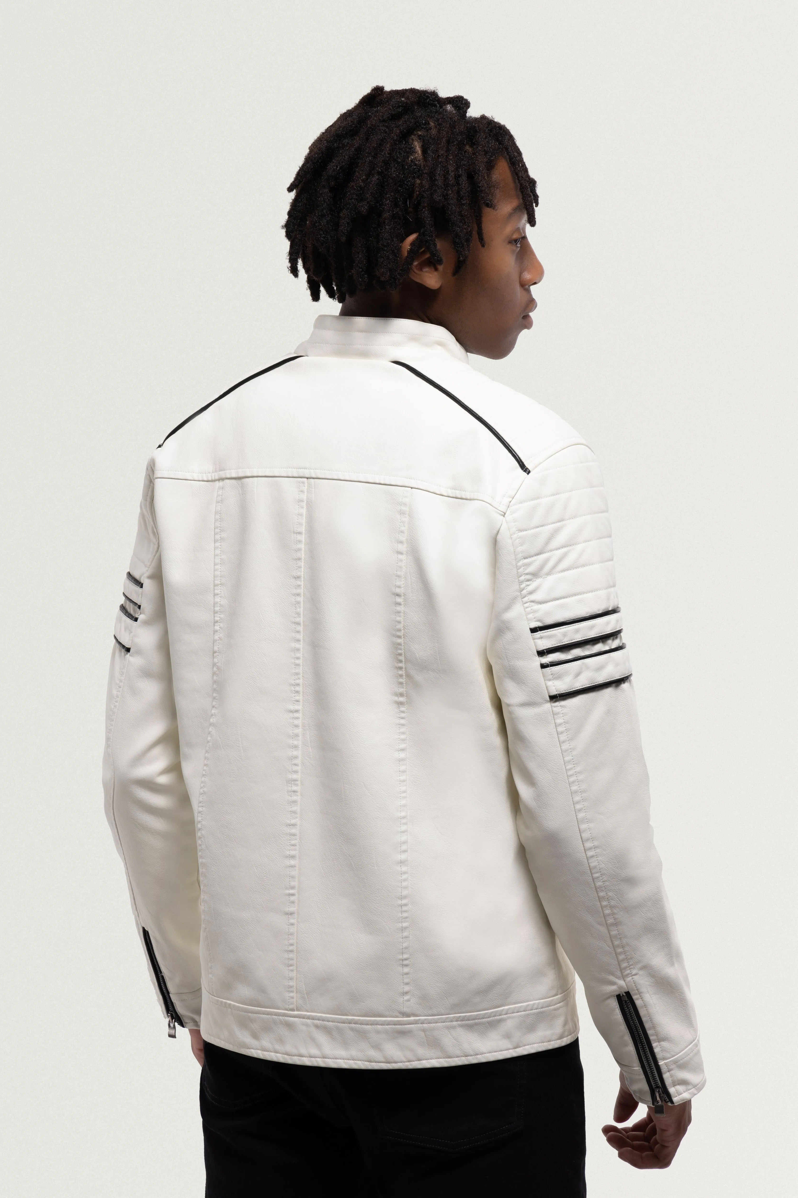X RAY Men's PU Jacket With Faux Shearling Lining