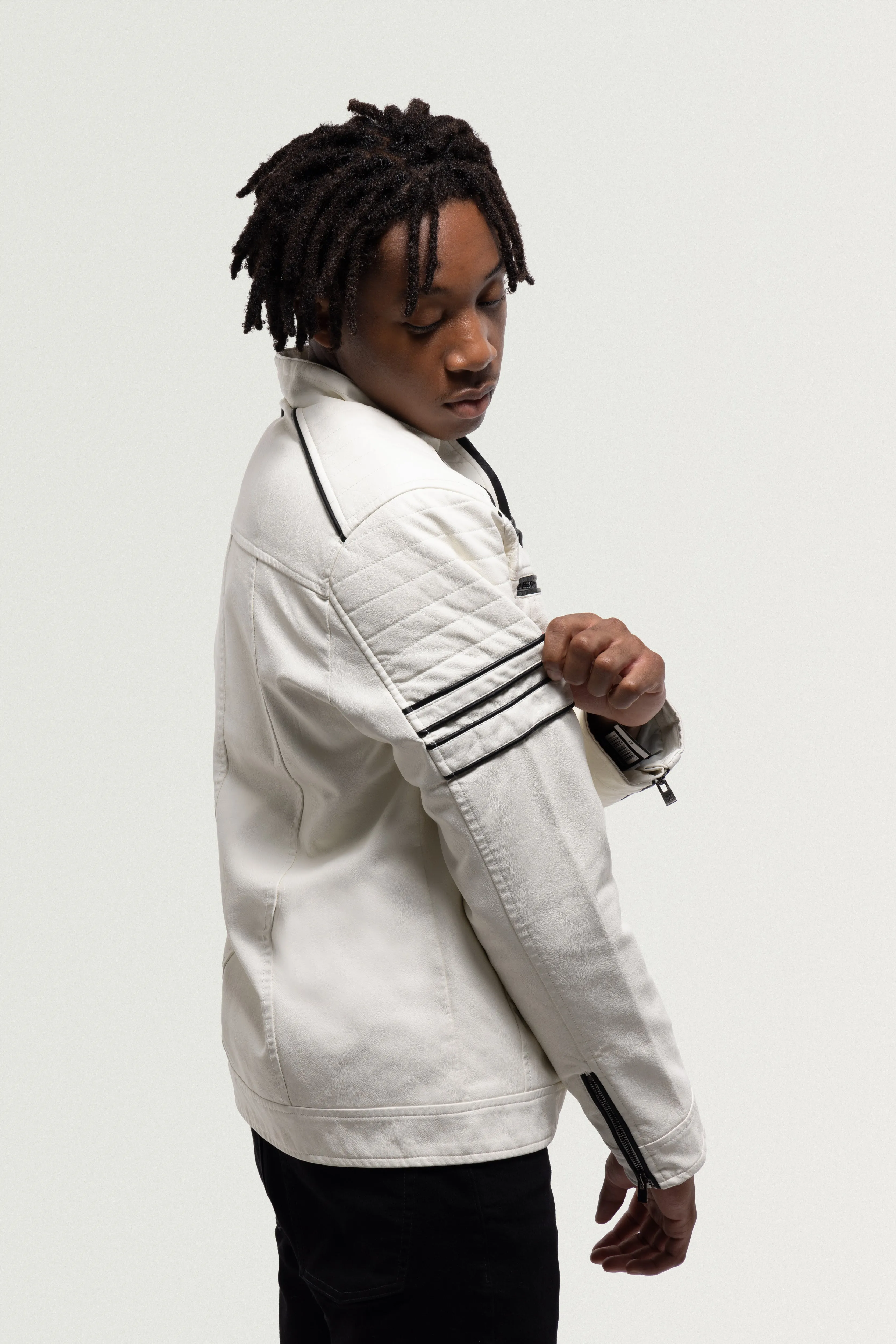 X RAY Men's PU Jacket With Faux Shearling Lining