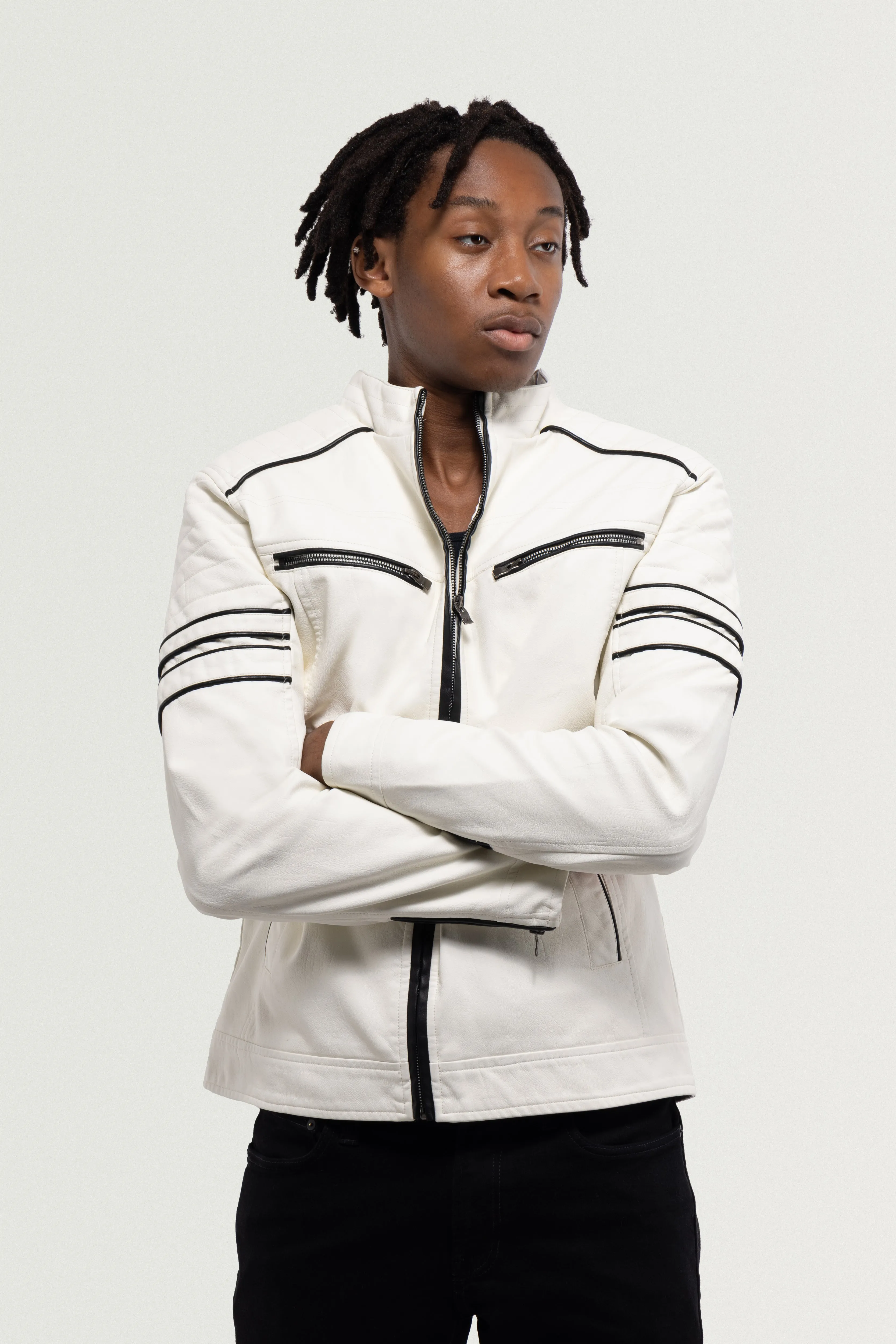 X RAY Men's PU Jacket With Faux Shearling Lining